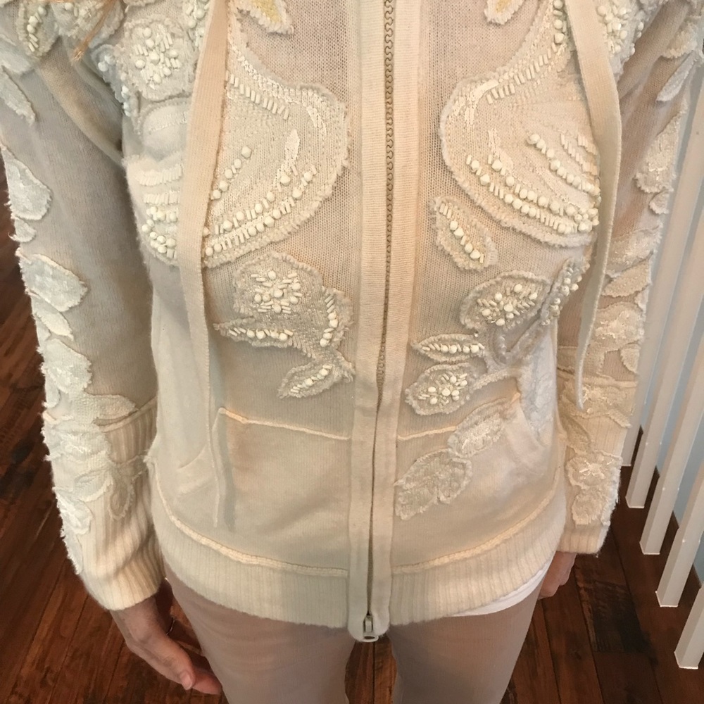 A beaded soft cashmere hoodie